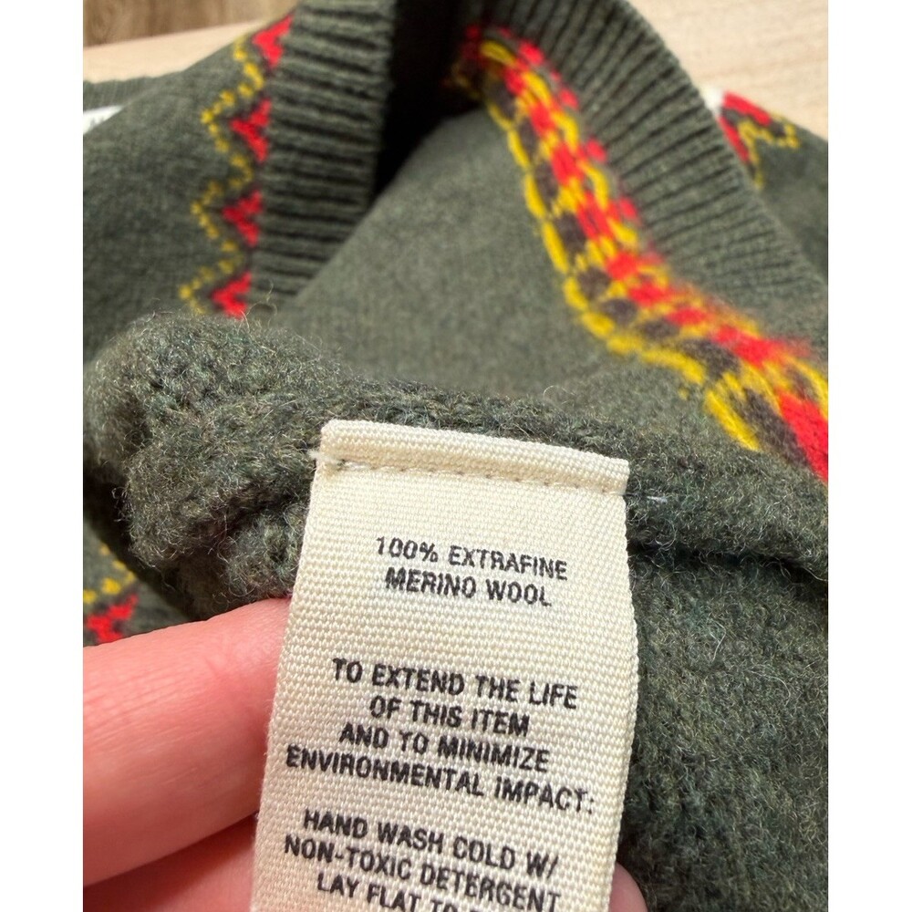 Alex Mill Hilde Fair Isle Cardigan Sweater in Thyme Multi Green Size Medium - Picture 7 of 8
